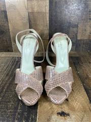 YVES SAINT LAURENT Snakeskin Ankle Strap Heels